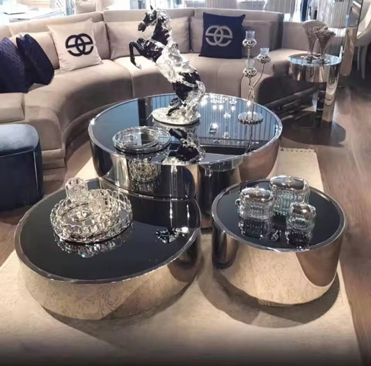 Silver 3 piece coffee table set 