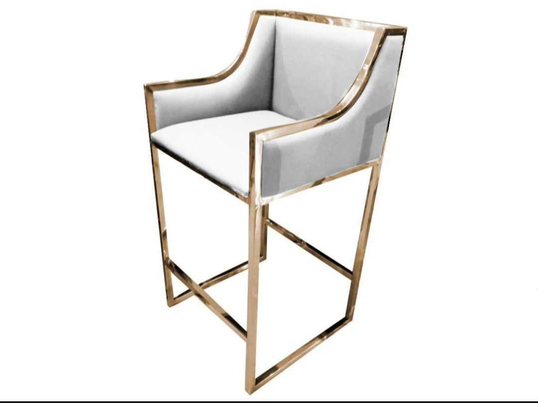 white luxury bar chair gold legs
