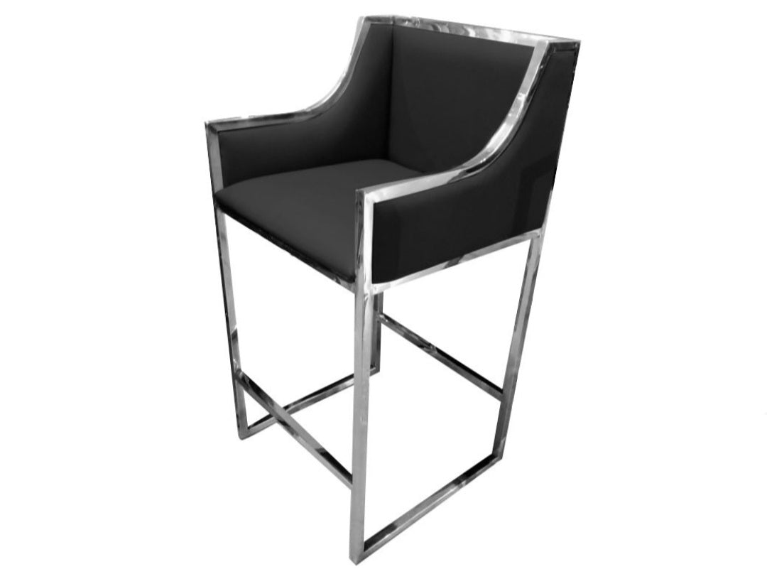 black luxury bar chair silver legs