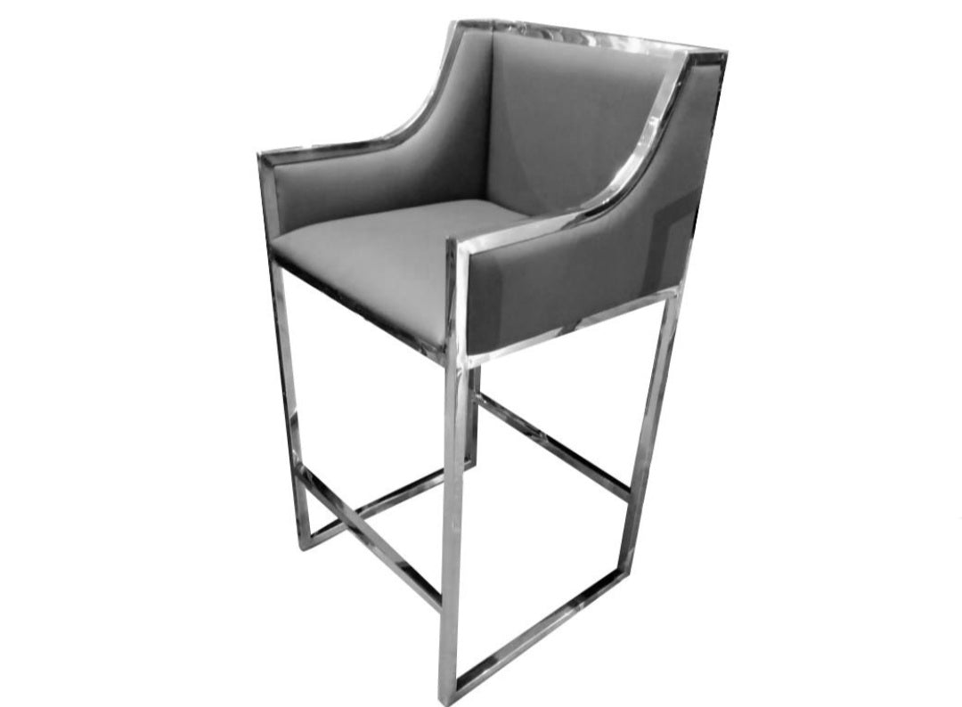 grey luxury bar chair silver legs