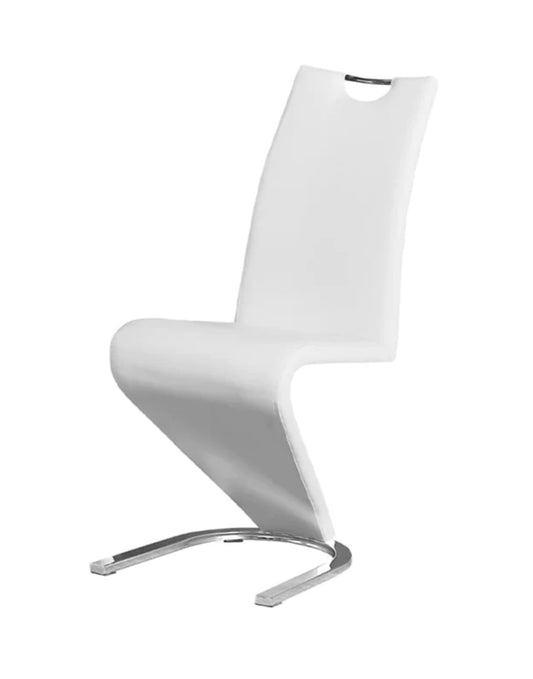 PU Leather dining chair white silver