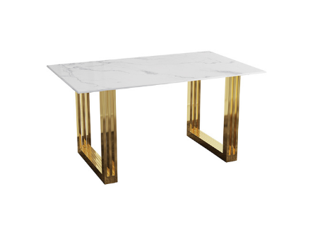 White and gold marble dining table