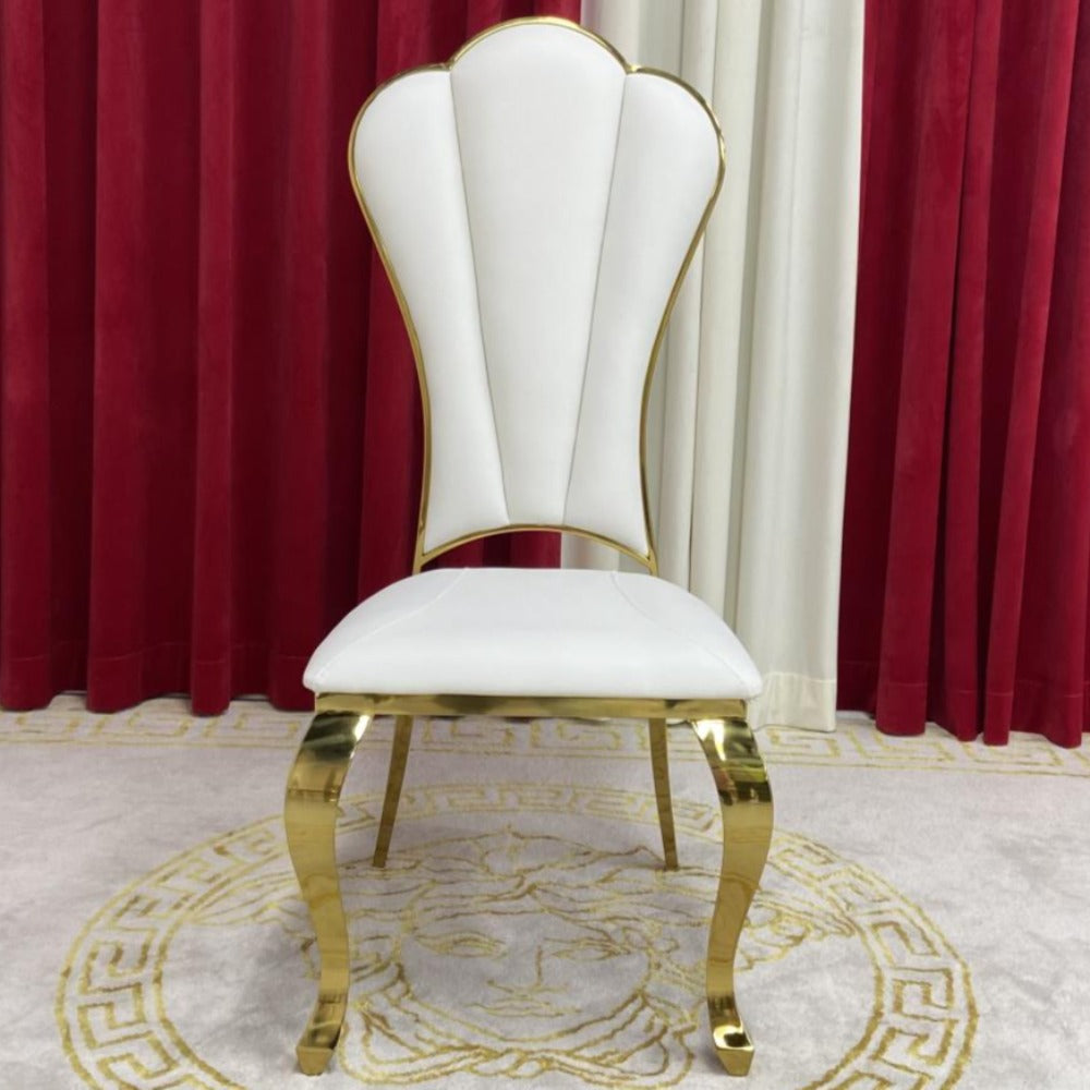 white and gold dining chair