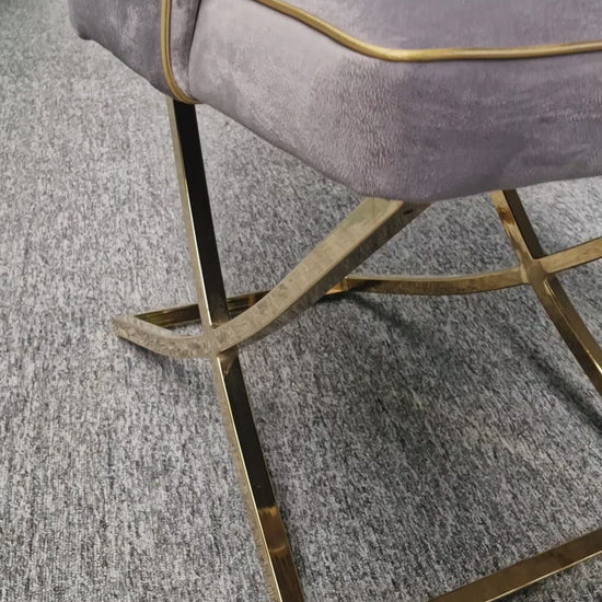 Grey and gold velvet dining chair