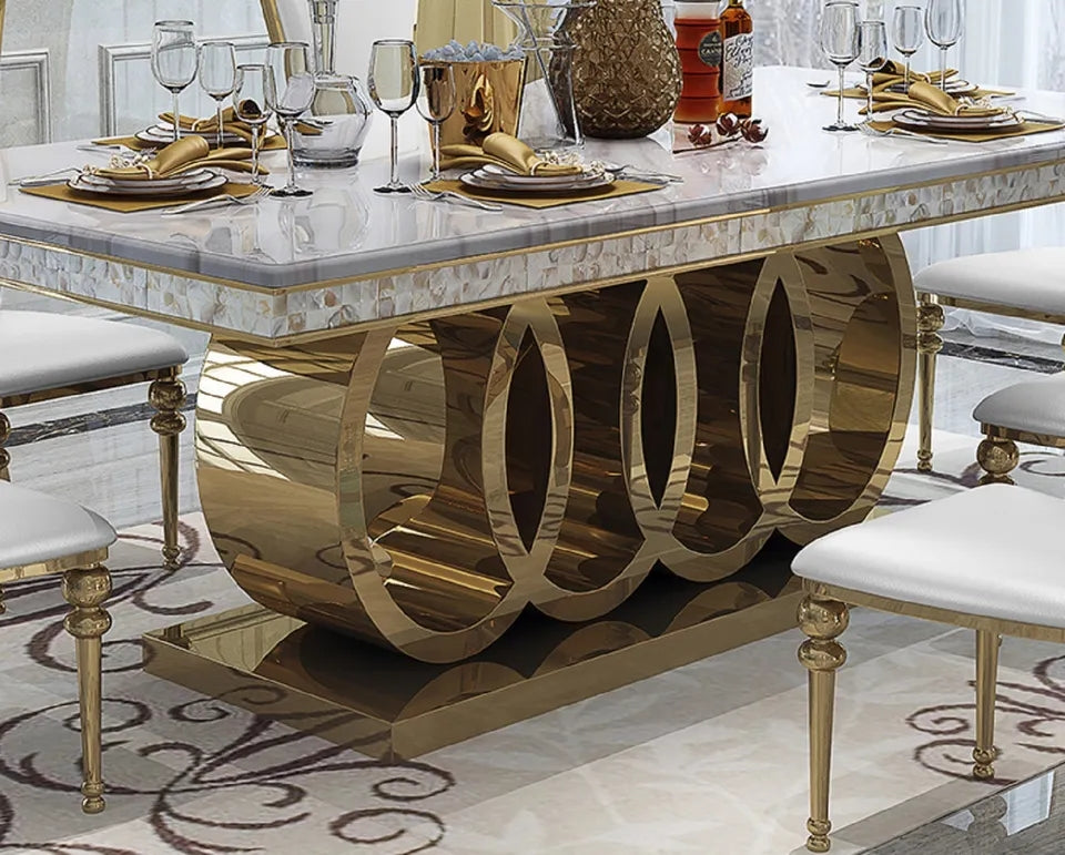 Gold marble rings dining table