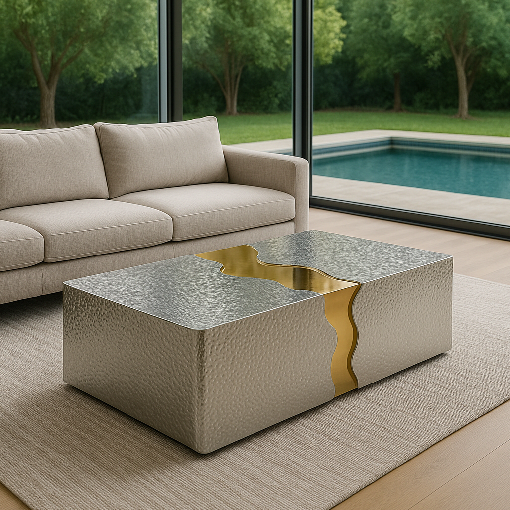 silver and gold coffee table