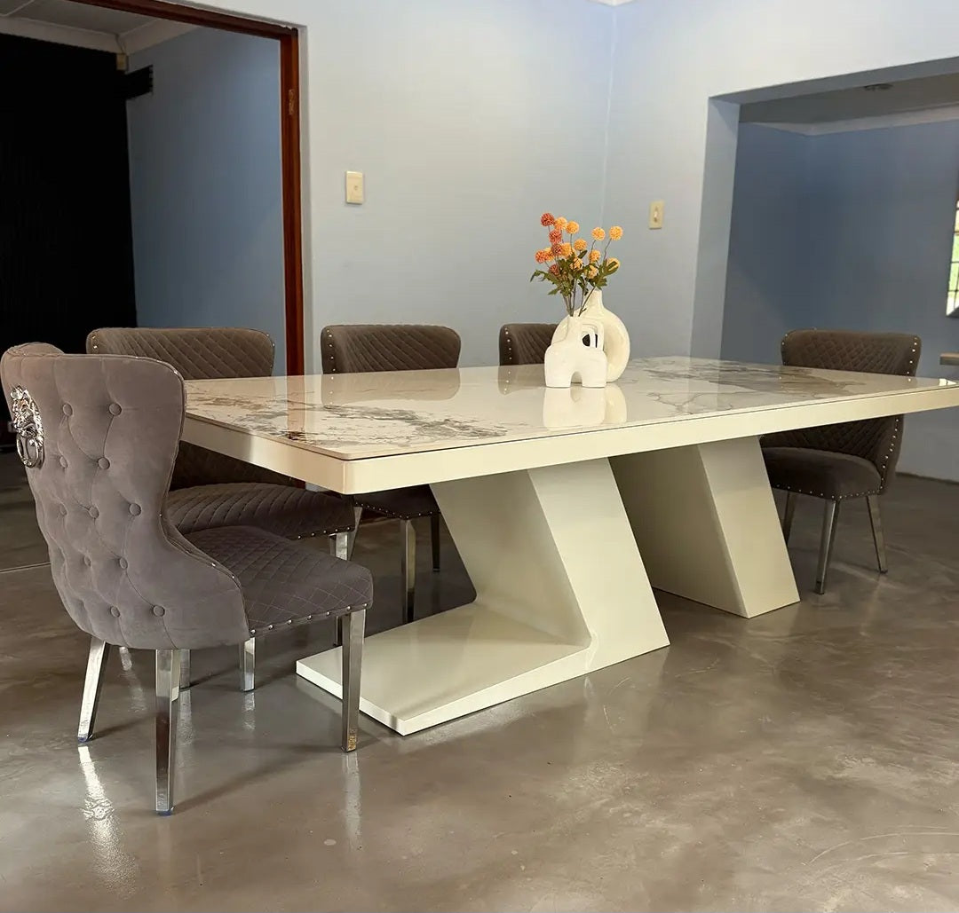 8 seater white dining table 