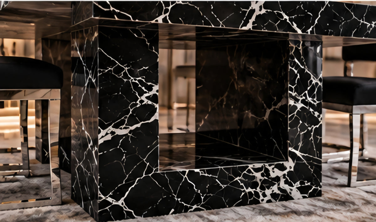 Luxury black marble dining table 10 seater 