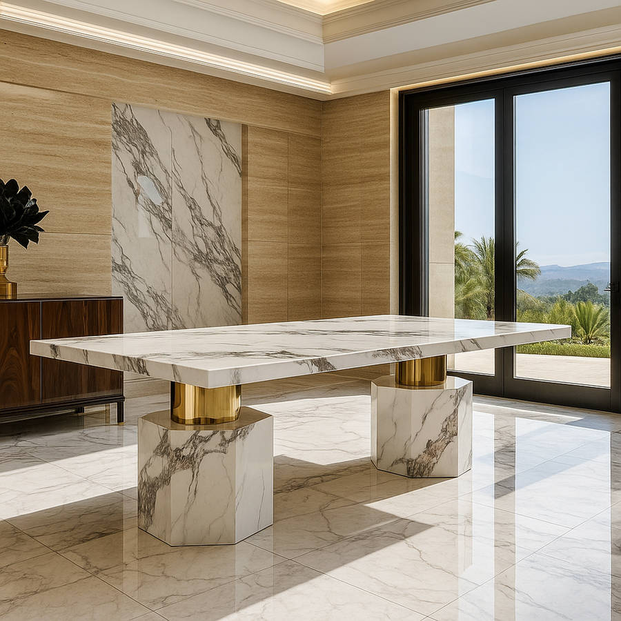 White Marble dining table luxury 10- 12 seater 