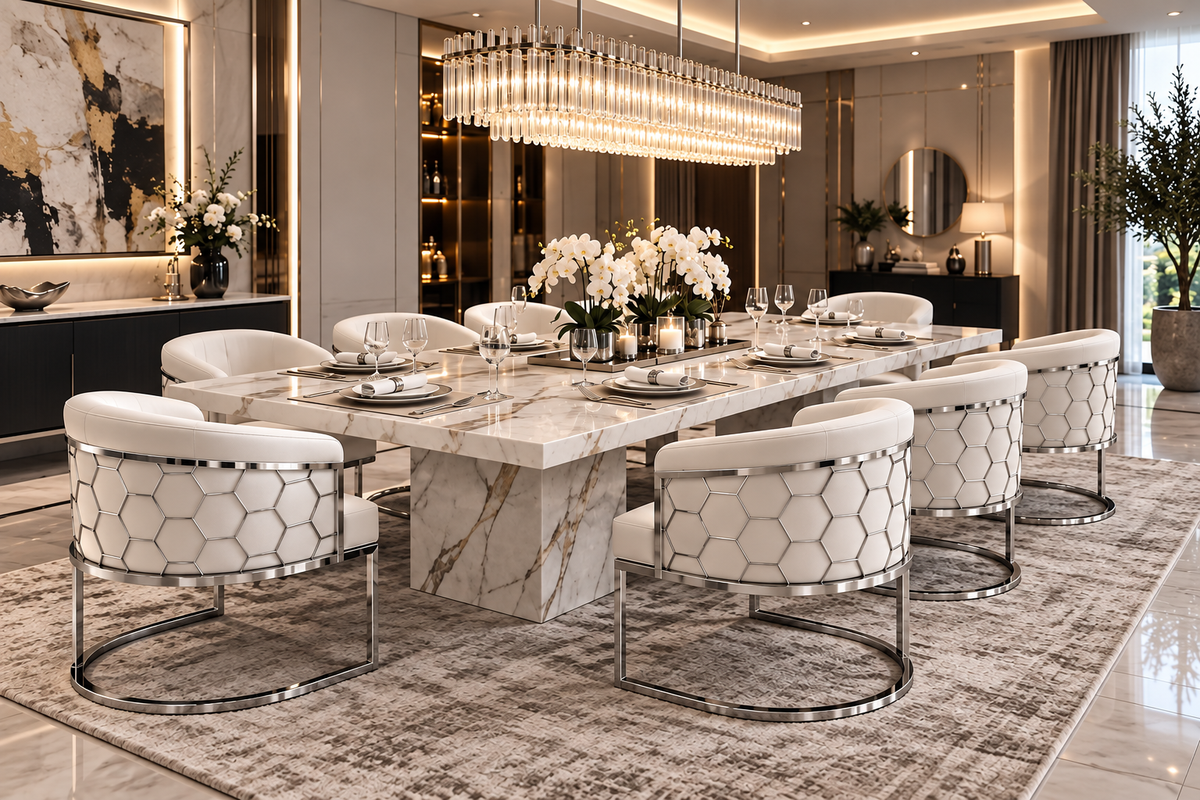 Luxury white marble dining table 10 seater 