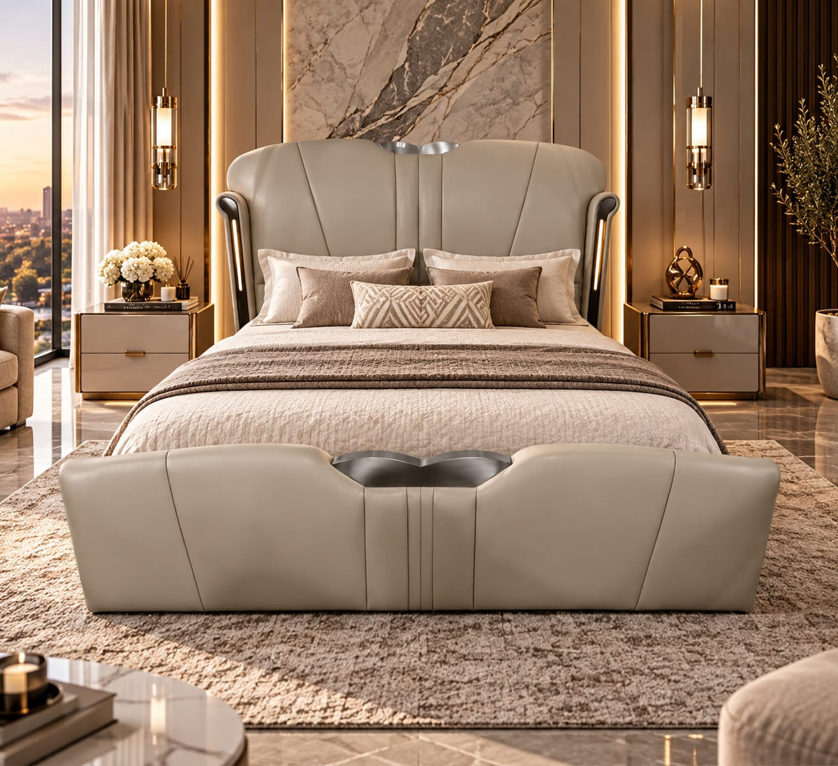 Grey bedroom suite headboard storage base