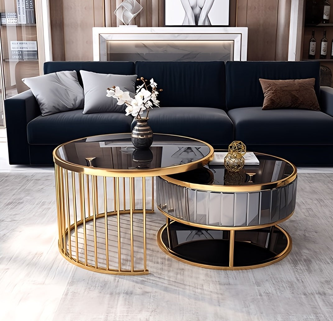 Black and gold nested coffee table