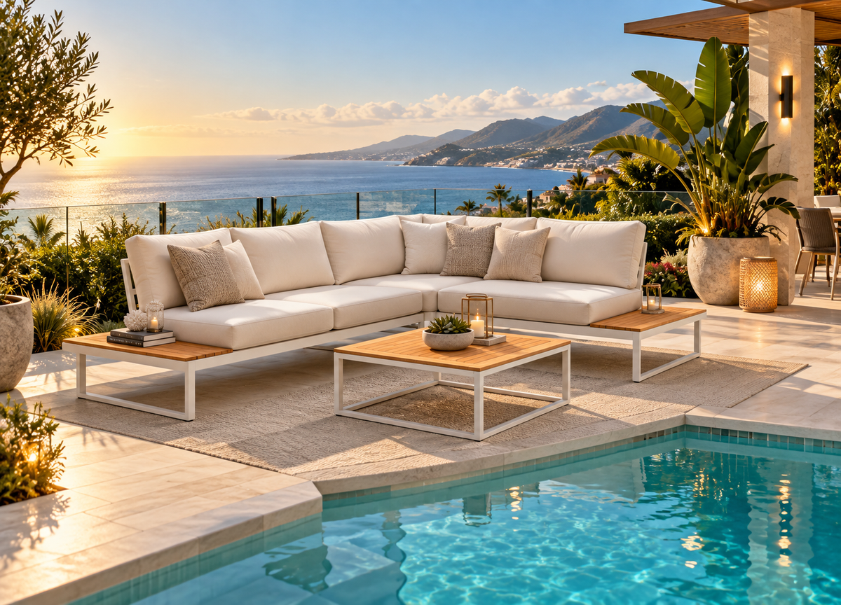 Lshape outdoor set with coffee table