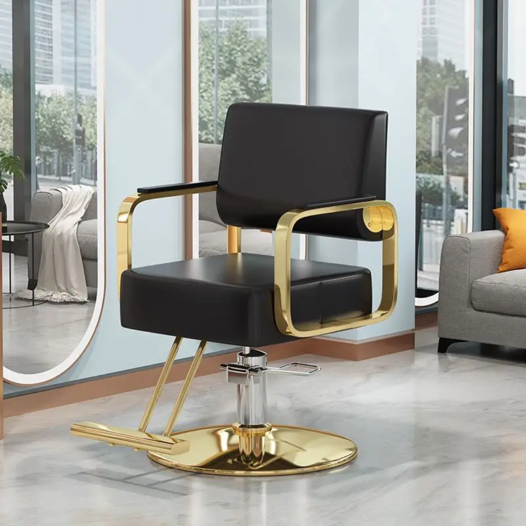 Black and gold salon barber chairs 