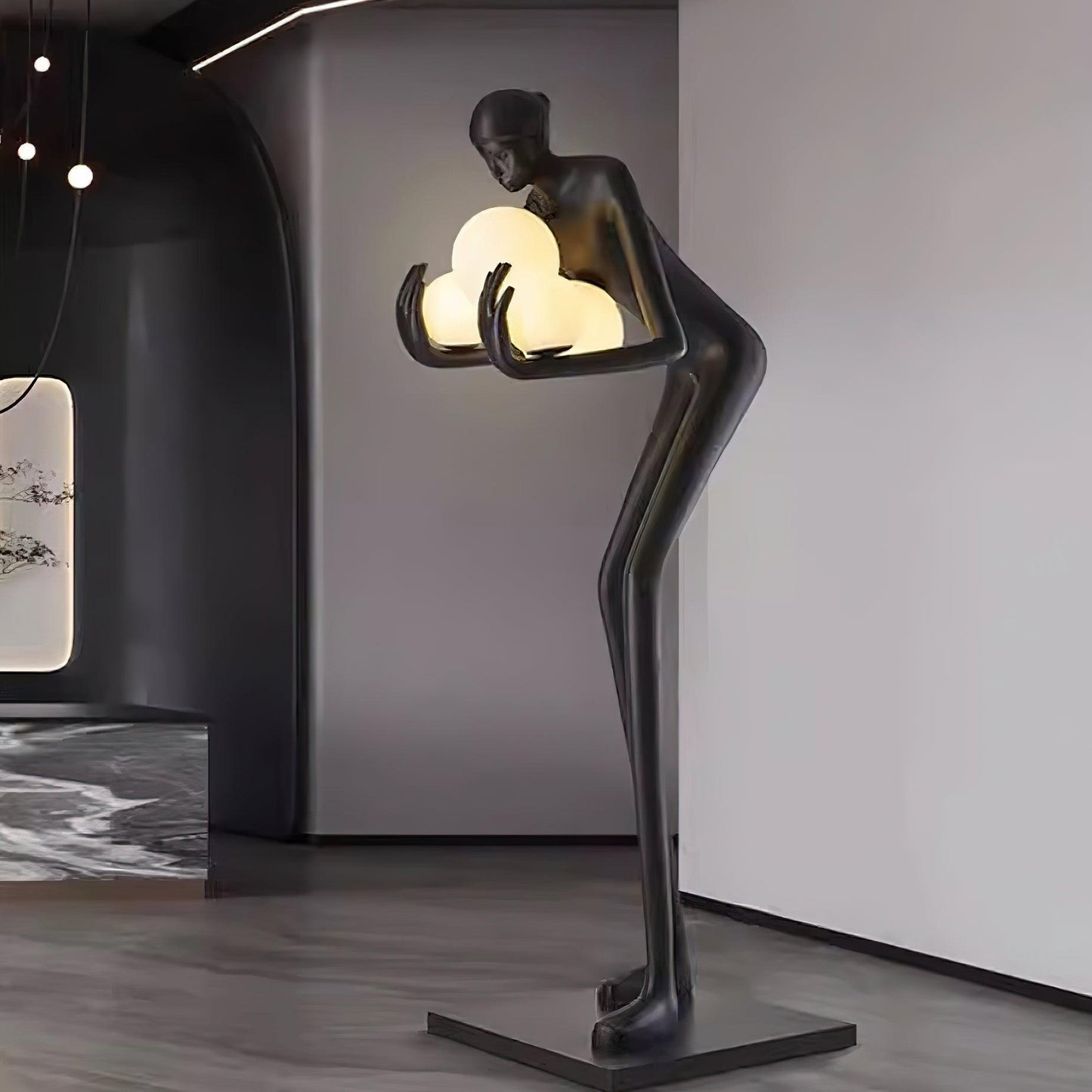 Lady life size sculpture lamp