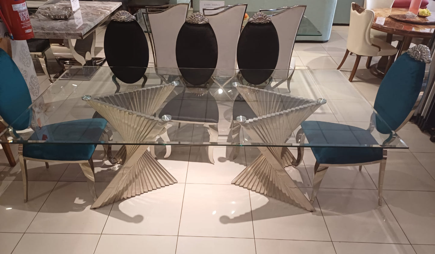 glass 10 seater dining table