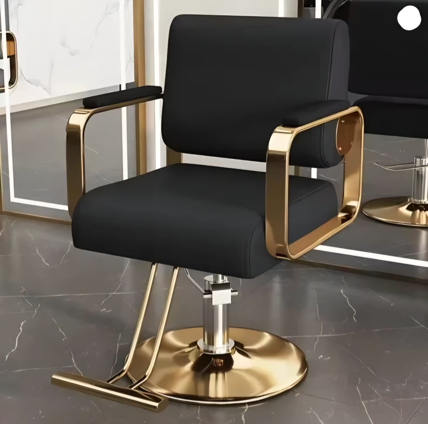Black and gold salon barber chairs 