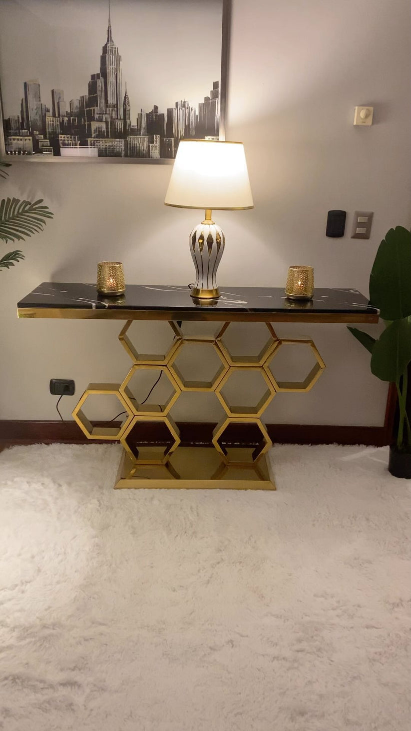 Gold console marble top