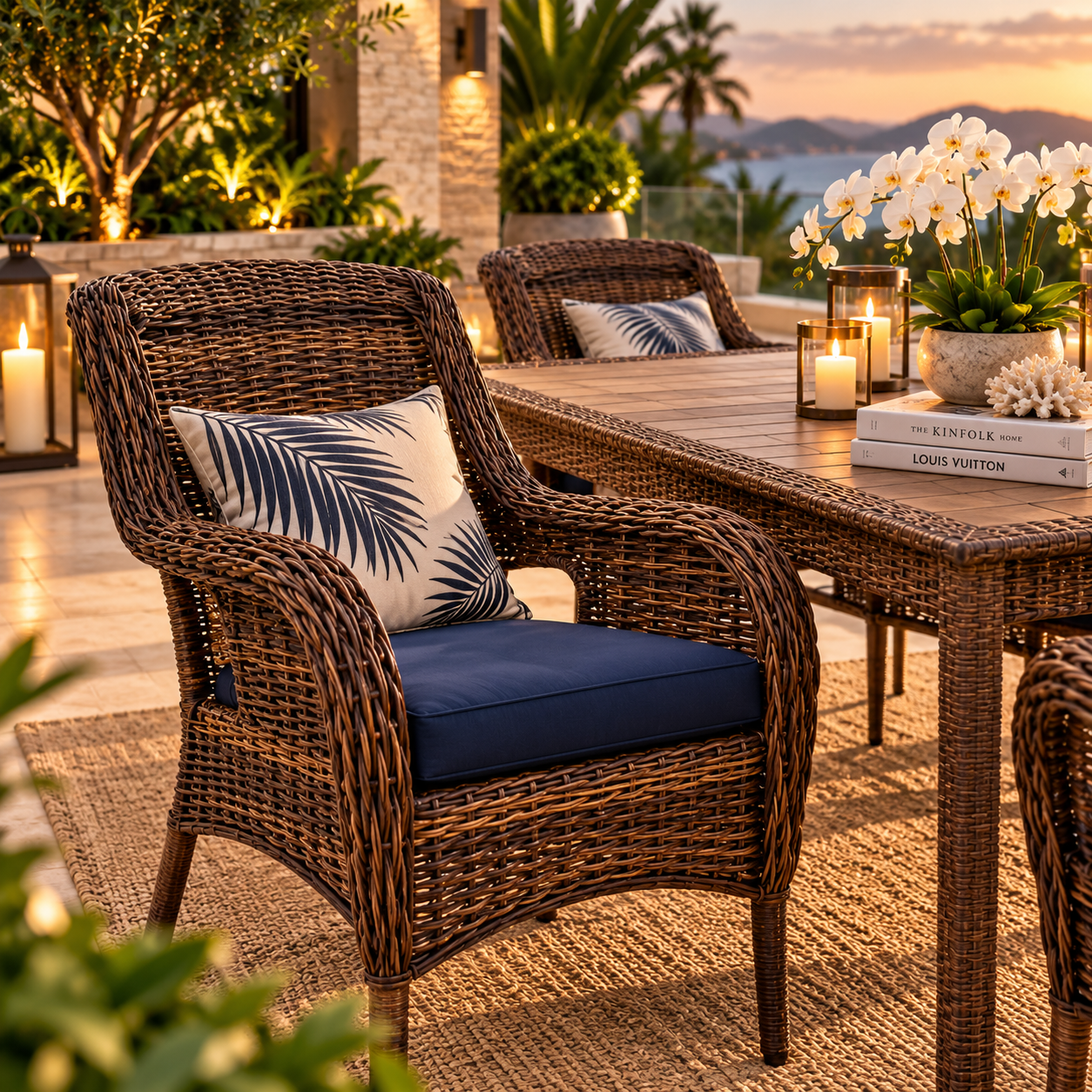 Wicker dining set outdoor patio set