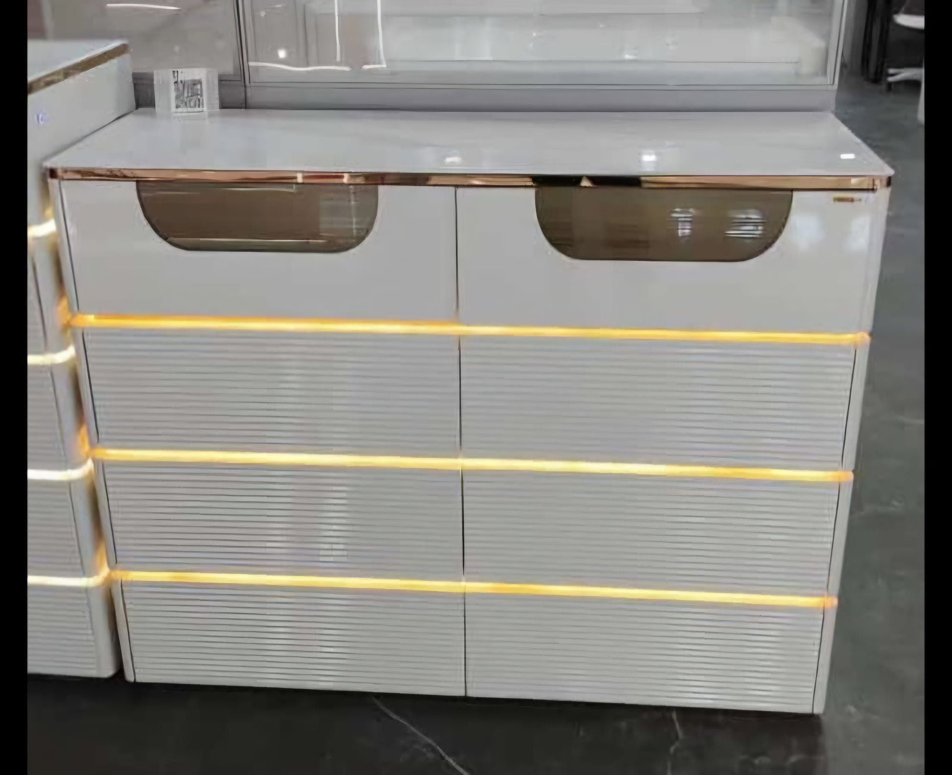 Led white chest of drawers 8 drawer