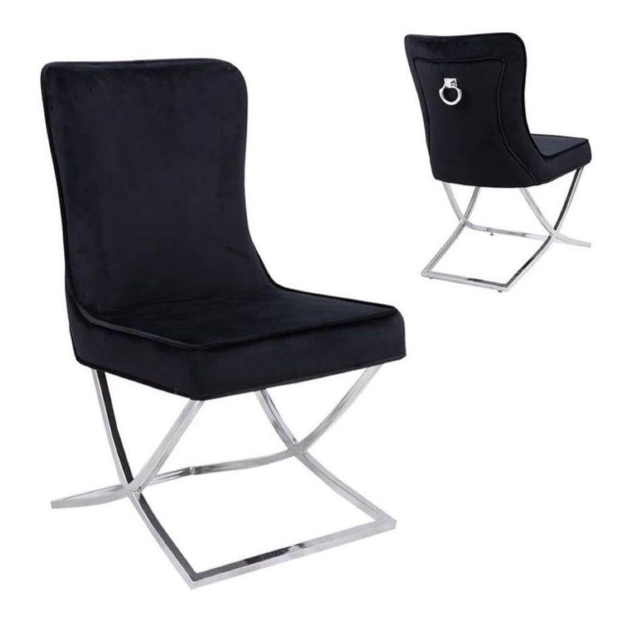 velvet black and silver dining chairs 