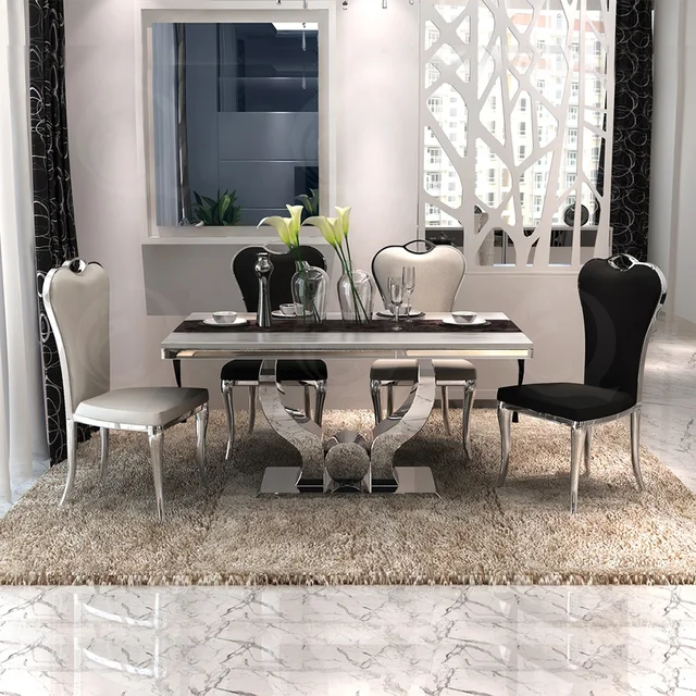 6 seater marble dining table