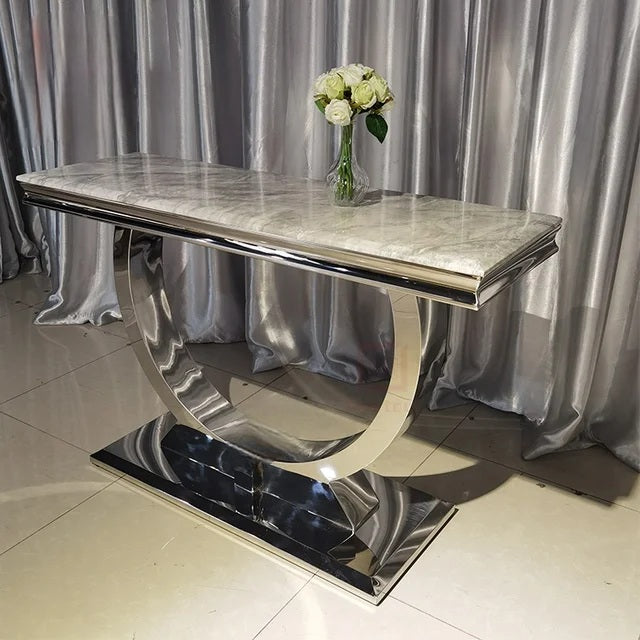 silver marble console table