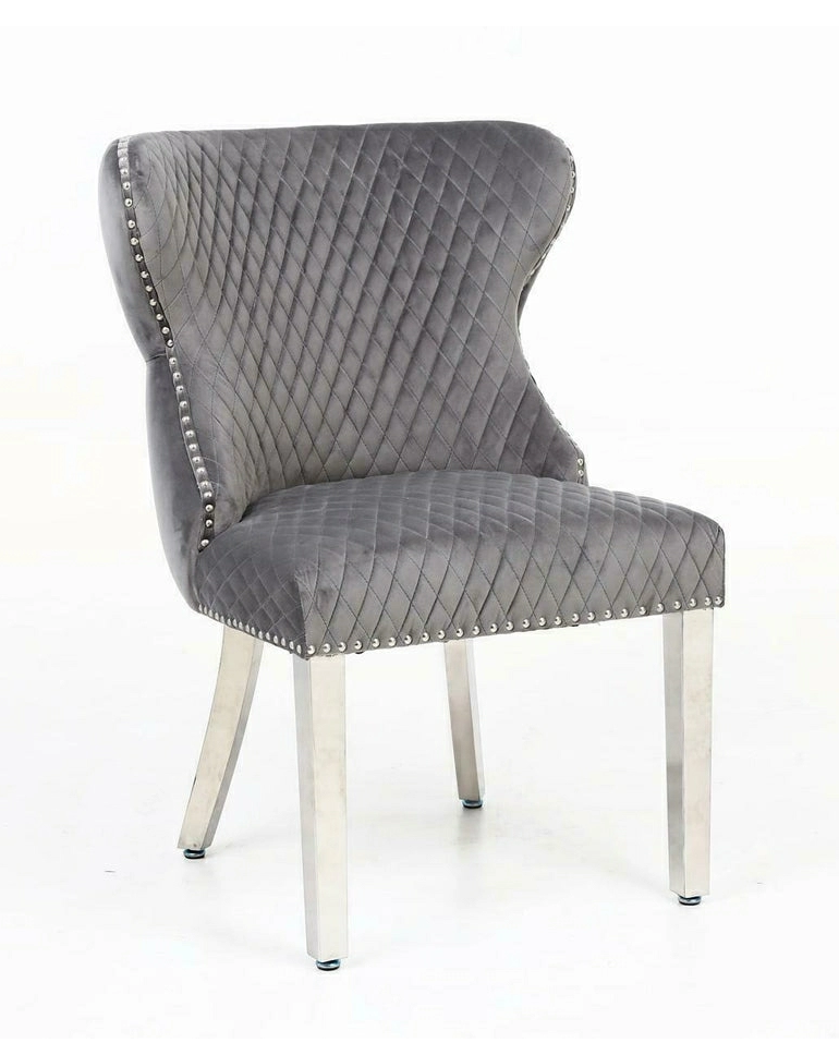 silver grey velvet dining chair