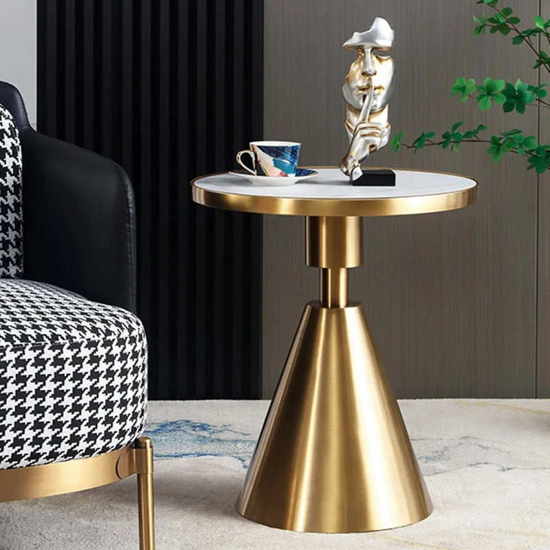 Gold side table marble top