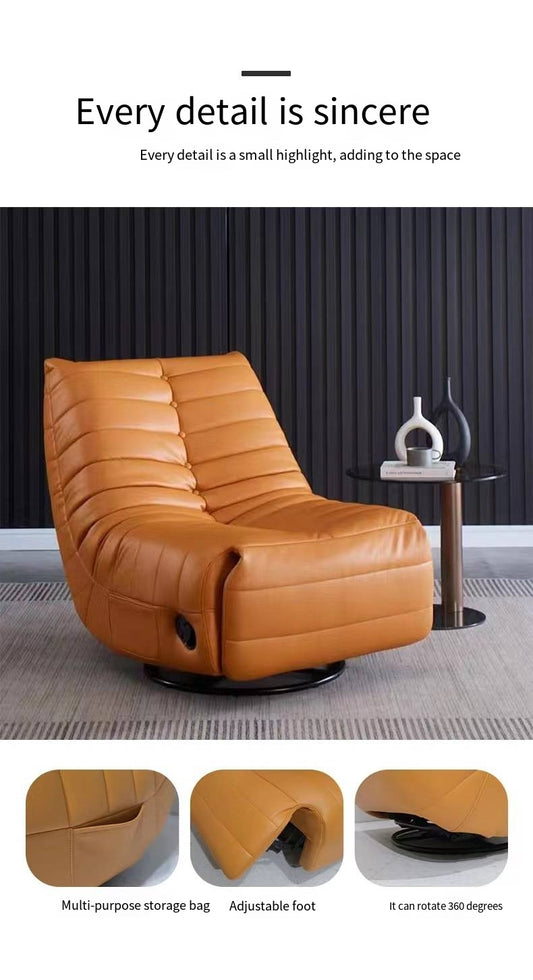 Leather swivel recliner lazy chair 