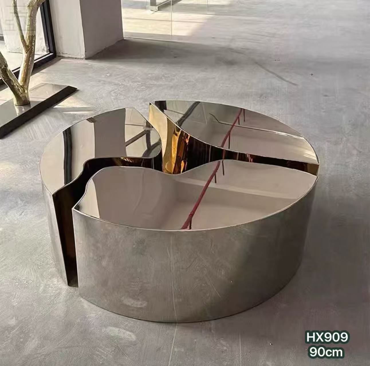 round silver and gold coffee table