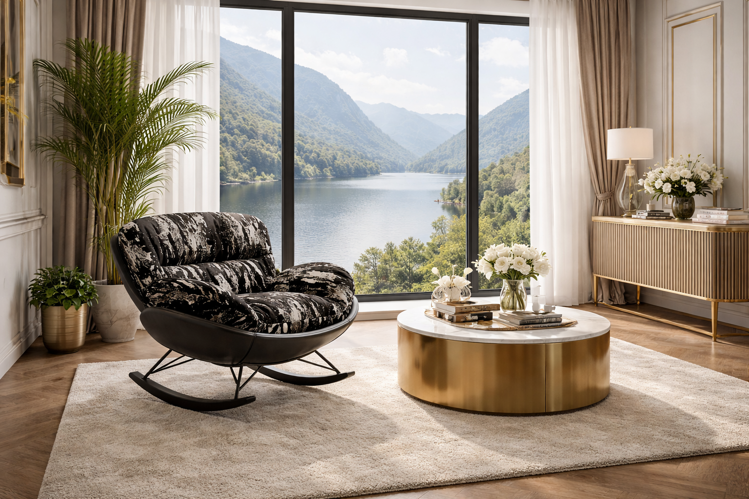 Black armchair rocking chair