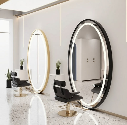 Large led oval LED mirror salons beauty studio barber