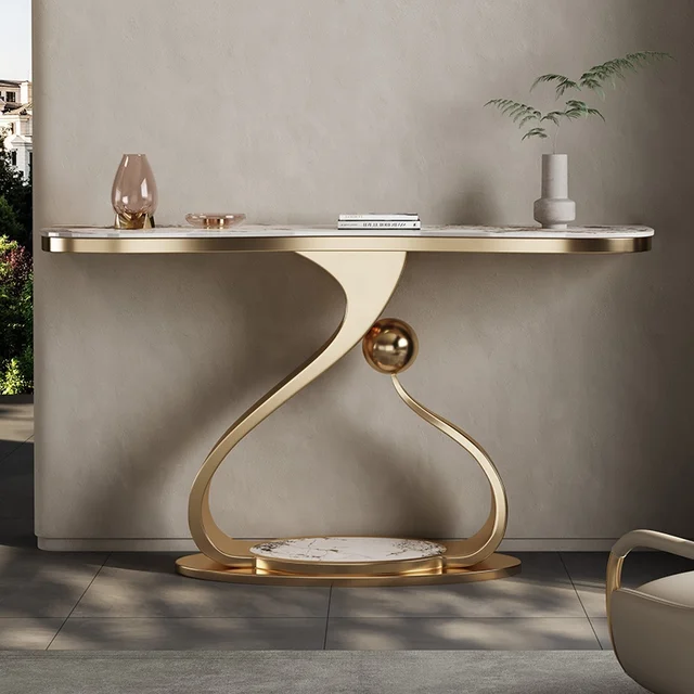 gold marble server console table