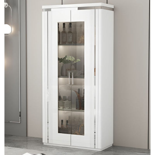 white and silver LED display cabinet