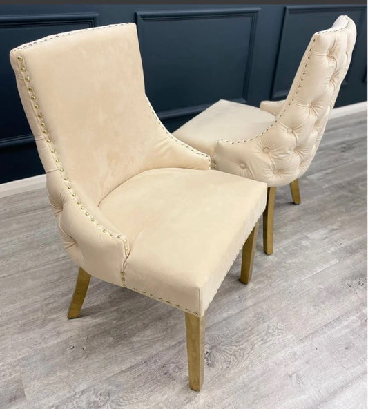 Cream and gold dining chairs 