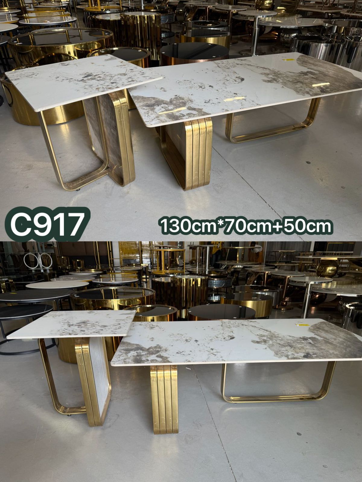 Gold marble square coffee table 