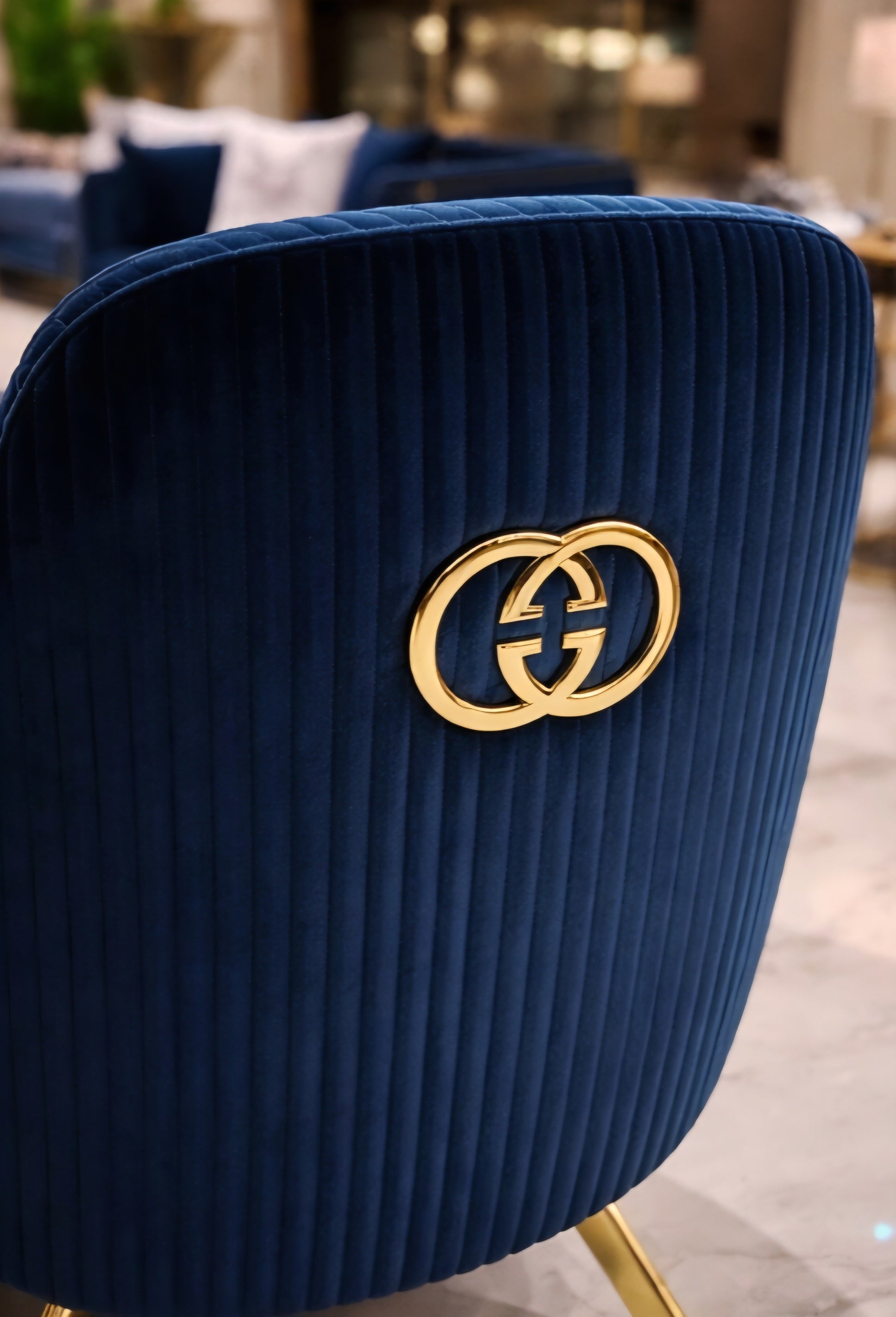 Blue Gucci lounge set designer couches 