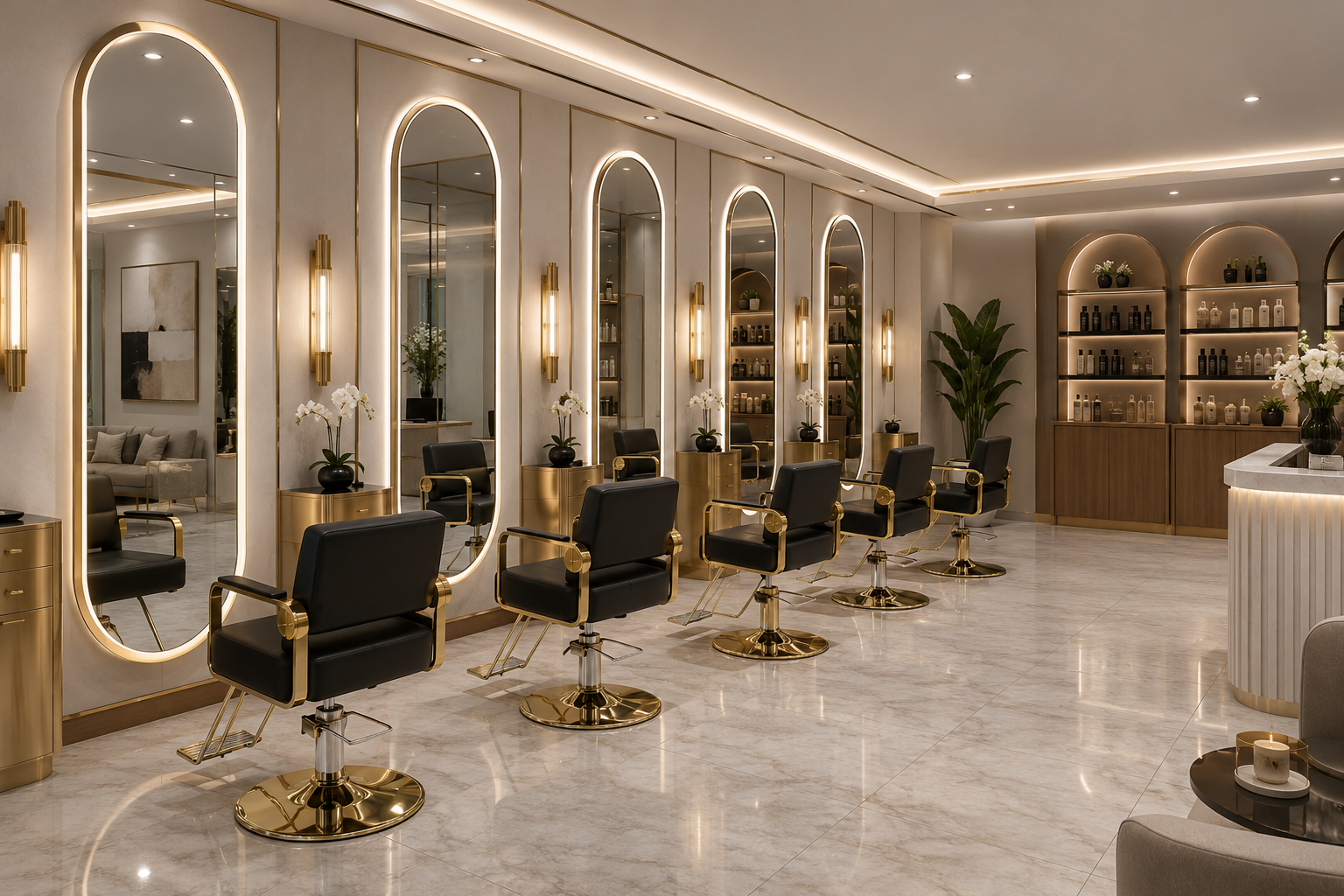 Black and gold salon barber chair
