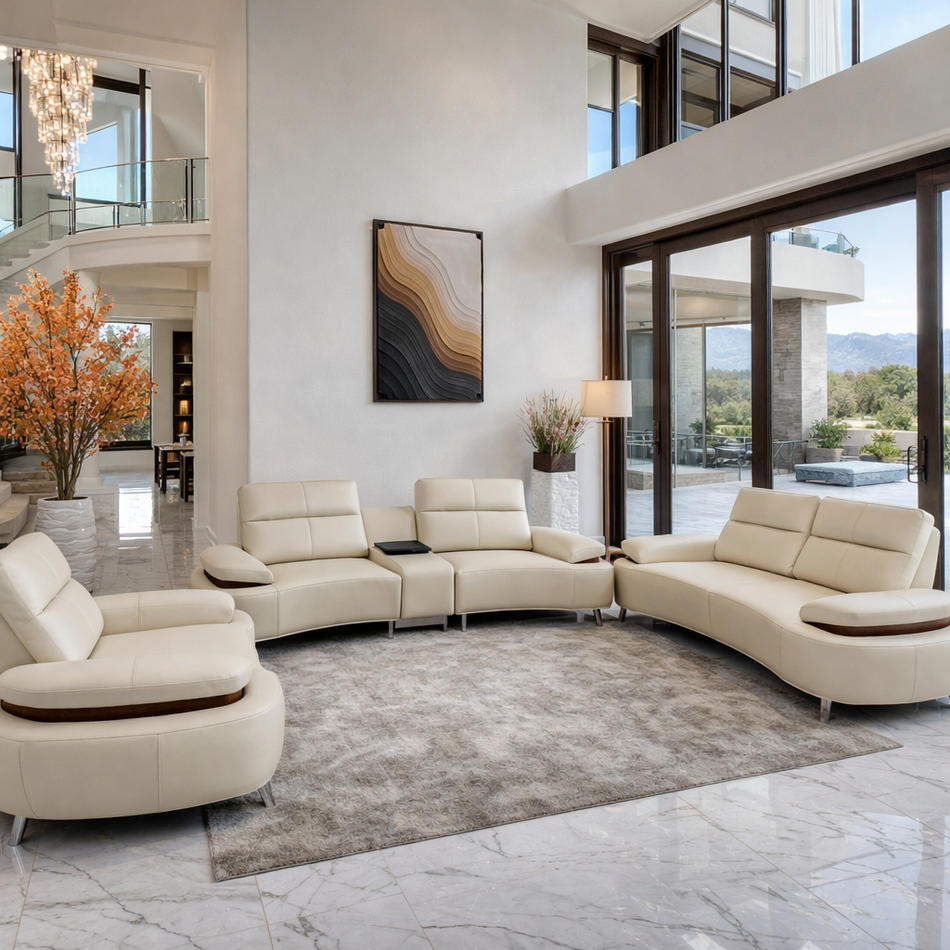 Leather cream smart lounge set