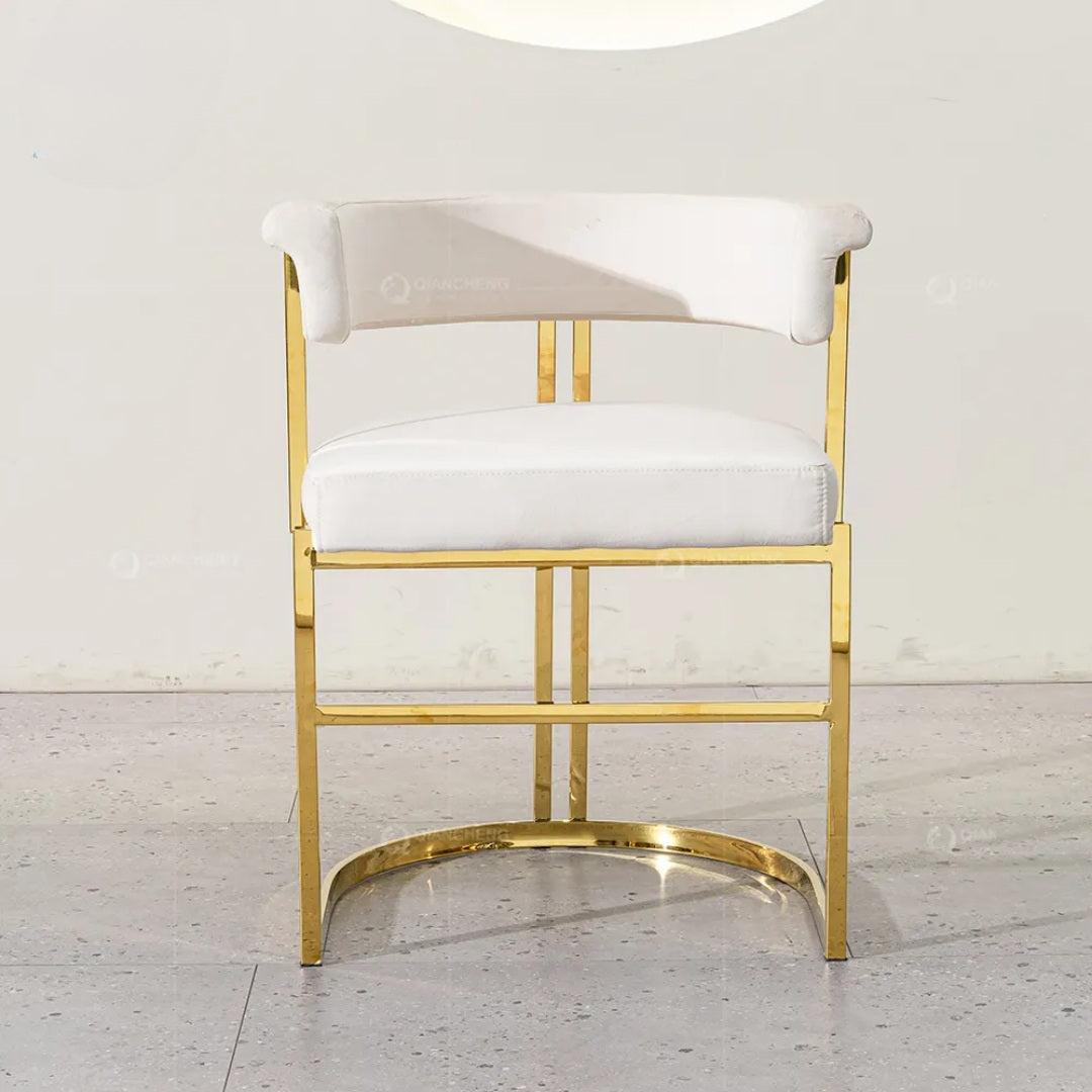 leather white gold dining chair