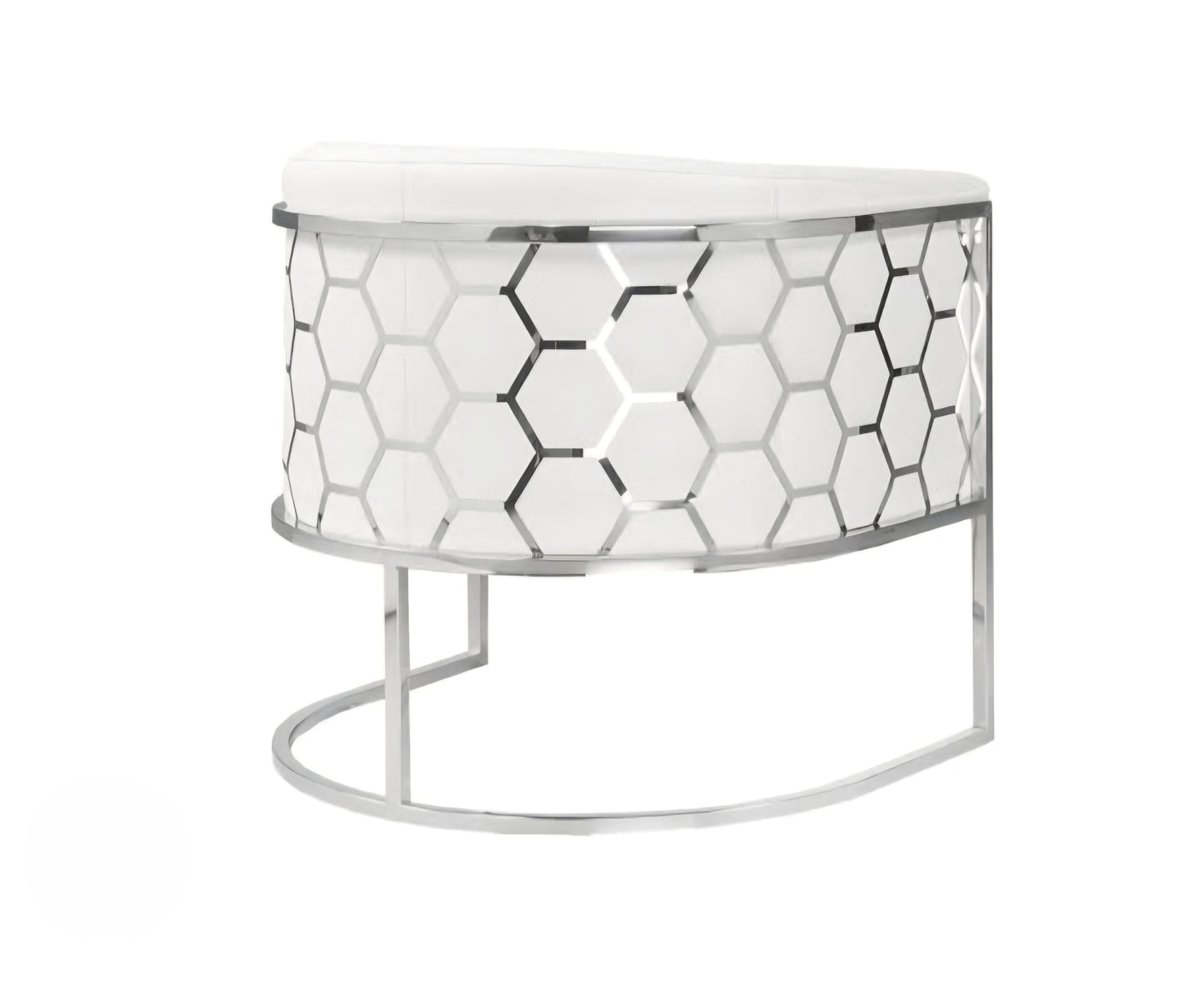 White and silver honey comb dining chair 
