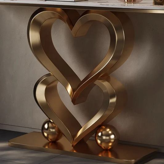 gold marble heart server console table