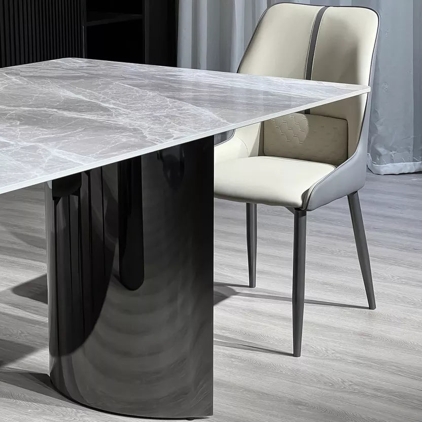 Dining table black legs marble top 