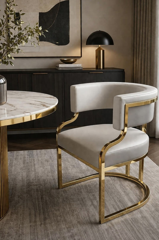 Gold leather Dining chair 