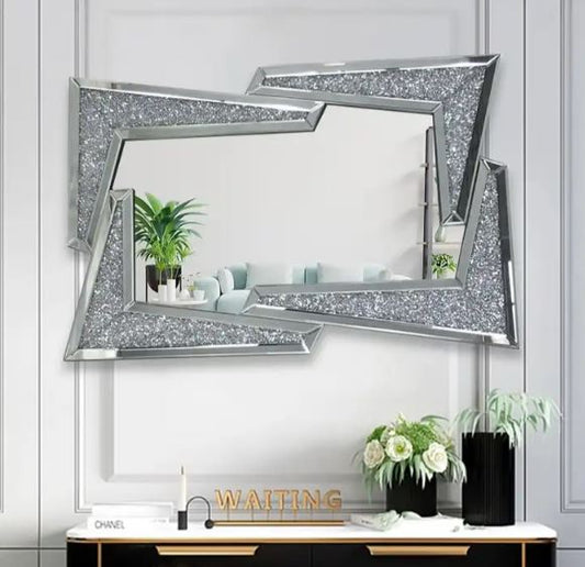silver crushed diamond mirror