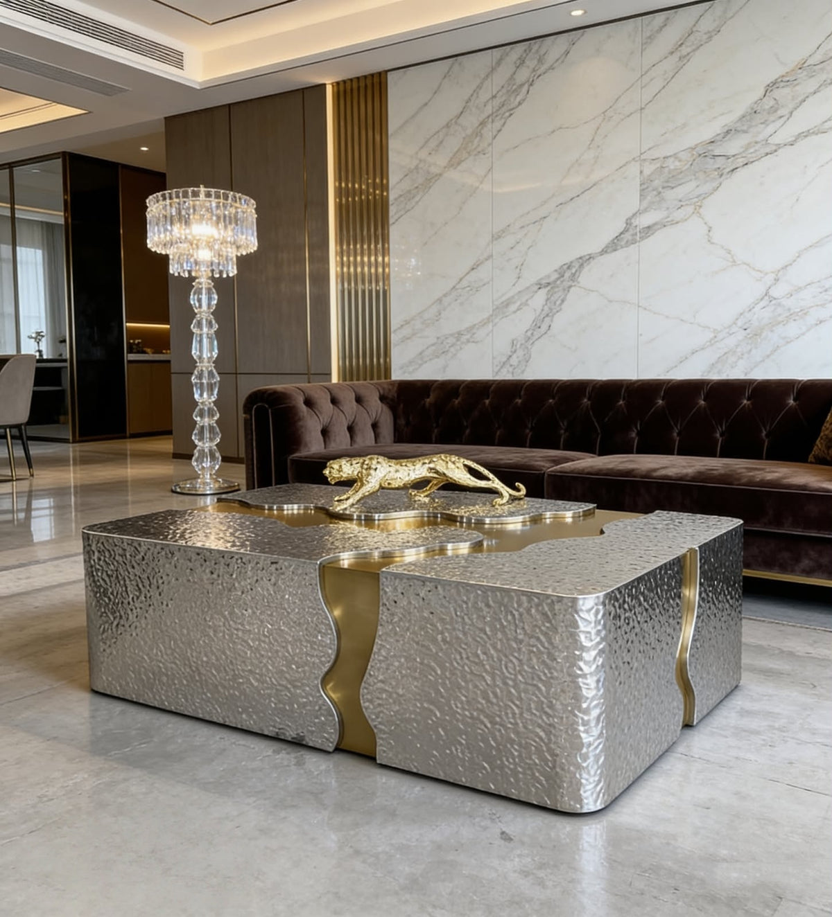 Luxury silver coffee table