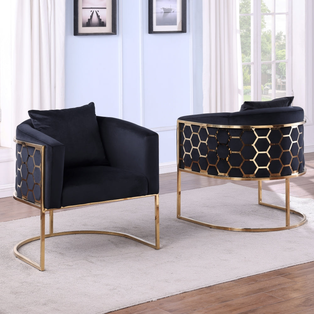 Black and gold honey comb dining chair 