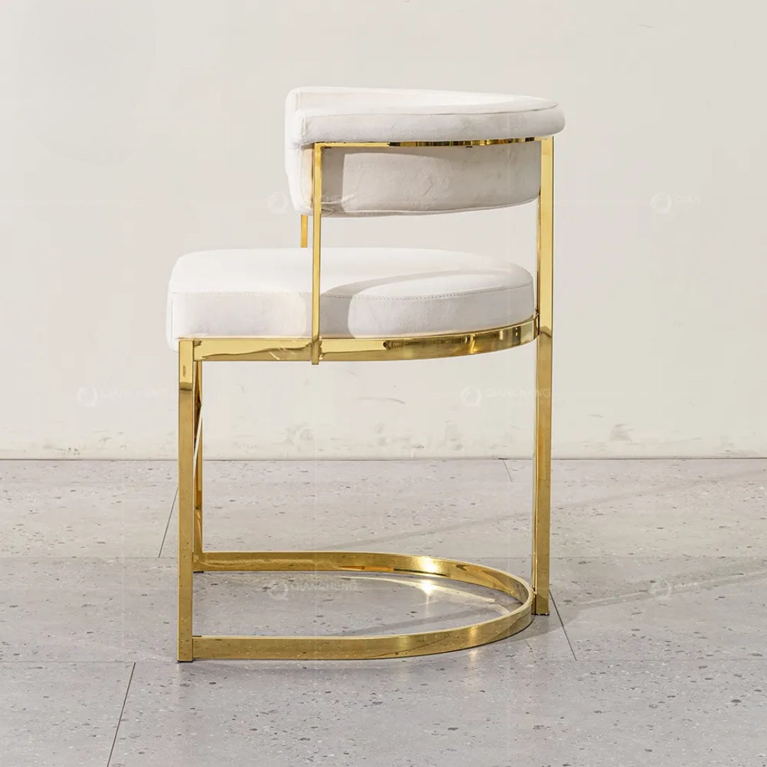 leather white gold dining chair