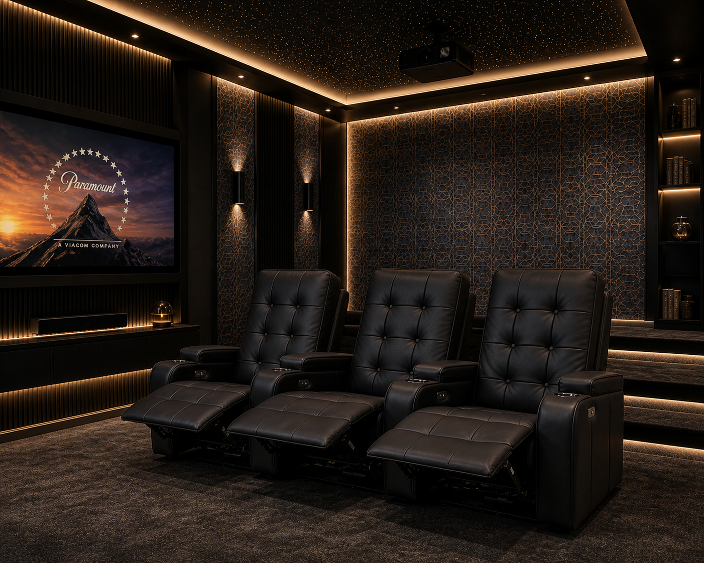 3 seater cinema recliner set black leather 